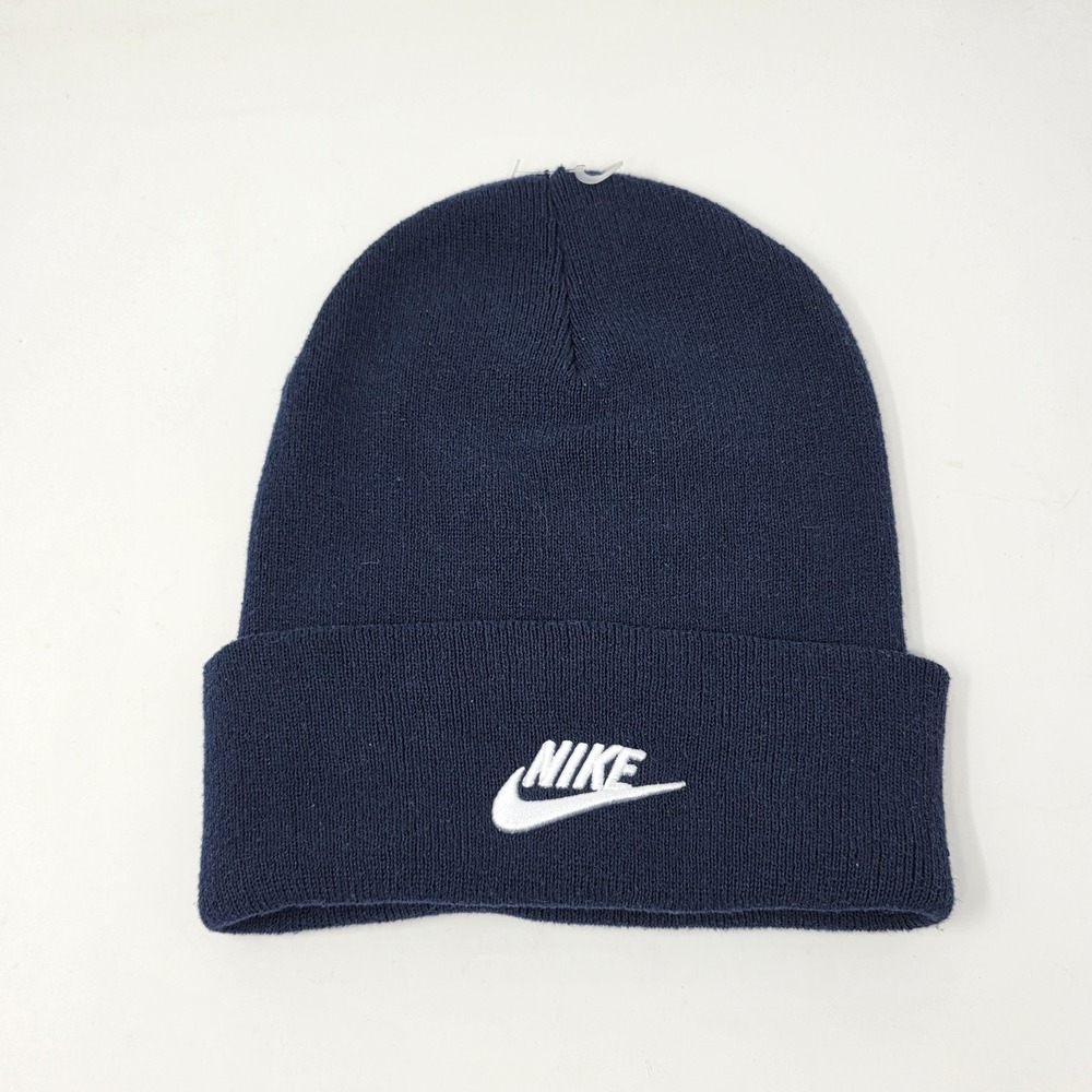 Nike Peak Futura Tall Cuff Beanie Hat Sportswear Cap Casual FB6528-410 Navy